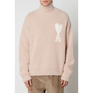 AMI De Coeur Logo-Intarsia Alpaca-Blend Roll Neck Jumper