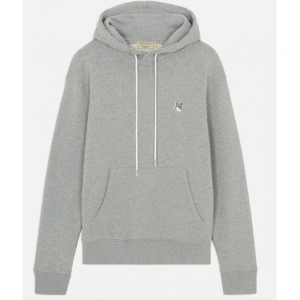 Maison Kitsuné Men's Grey Fox Head Patch Hoodie - Grey Melange