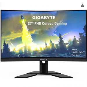 Amazon - Gigabyte G27FC 27" 16:9 165Hz Adaptive-Sync 曲面显示器 ，5.2折