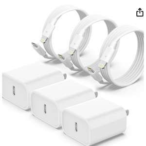 Amazon - ILOUYU iPhone 20W + 6FT 线长充电器 3支装，4.1折