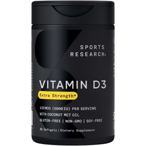 Sports Research Vitamin D3 5000 IU with Coconut MCT Oil - High Potency Vitamin D Supplement for