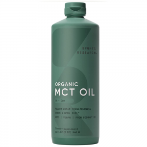 Sports Research Organic MCT Oil - Keto & Vegan MCTs C8, C10 from Coconuts - Fatty Acid Brain