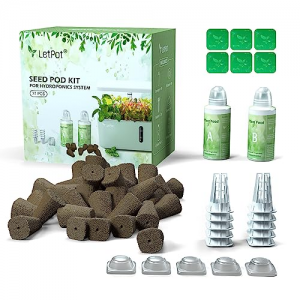 LetPot 77 Pcs Seed Pod Kits, Square Grow Anything Kit for Hydroponics, with 2 A&B Nutrient Plant