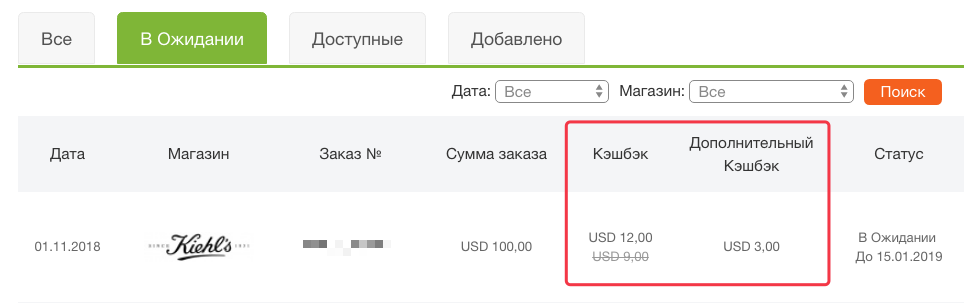 Описание использования Карты Повышенного Кэшбэка