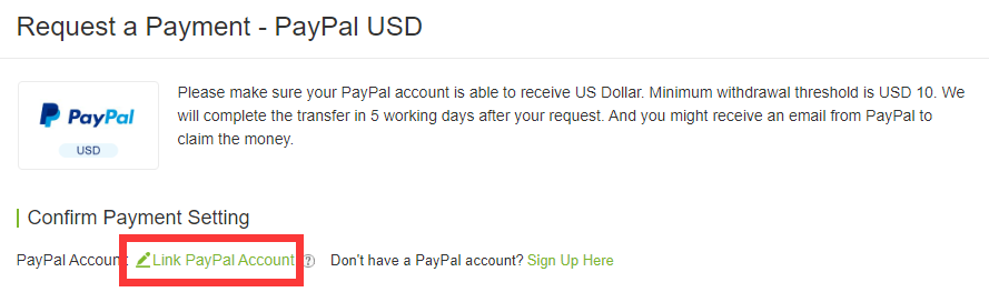 3)  Click “Link PayPal account”