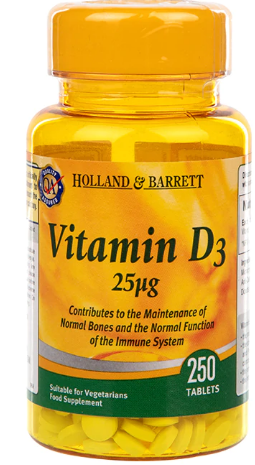 Holland & Barrett Vitamin D3 250 Tablets 25ug
