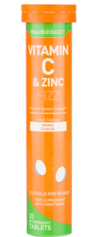 Holland & Barrett Vitamin C & Zinc Orange Effervescent 20 Tablets