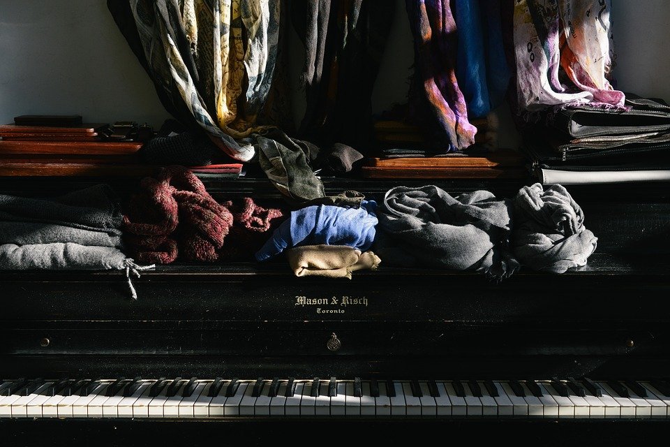 Piano, Scarf, Scarves, Sunlight, Keys