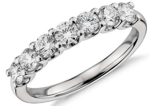 Luna 七石钻石戒指铂金（1 克拉总重量）