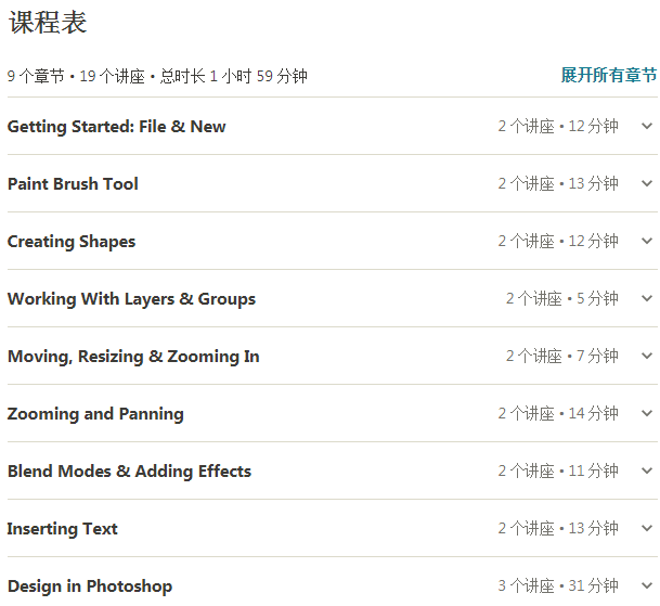 Photoshop for Web Design Beginners课程表 Photoshop for Web Design Beginners课程表