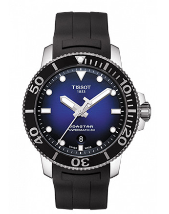 Tissot 天梭海星系列橡胶带80机芯机械男表（T1204071704100）