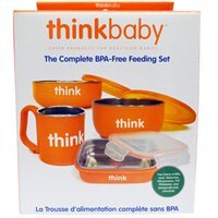 美国Thinkbaby不锈钢儿童餐具4件套礼盒装 橘色