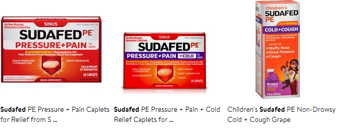 Sudafed PE系列 止痛缓解药,抗鼻塞、缓解头痛等症状 Sudafed PE系列 止痛缓解药,抗鼻塞、缓解头痛等症状