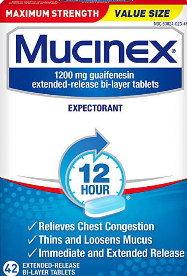 Mucinex蓝色版单配方12小时 Mucinex蓝色版单配方12小时