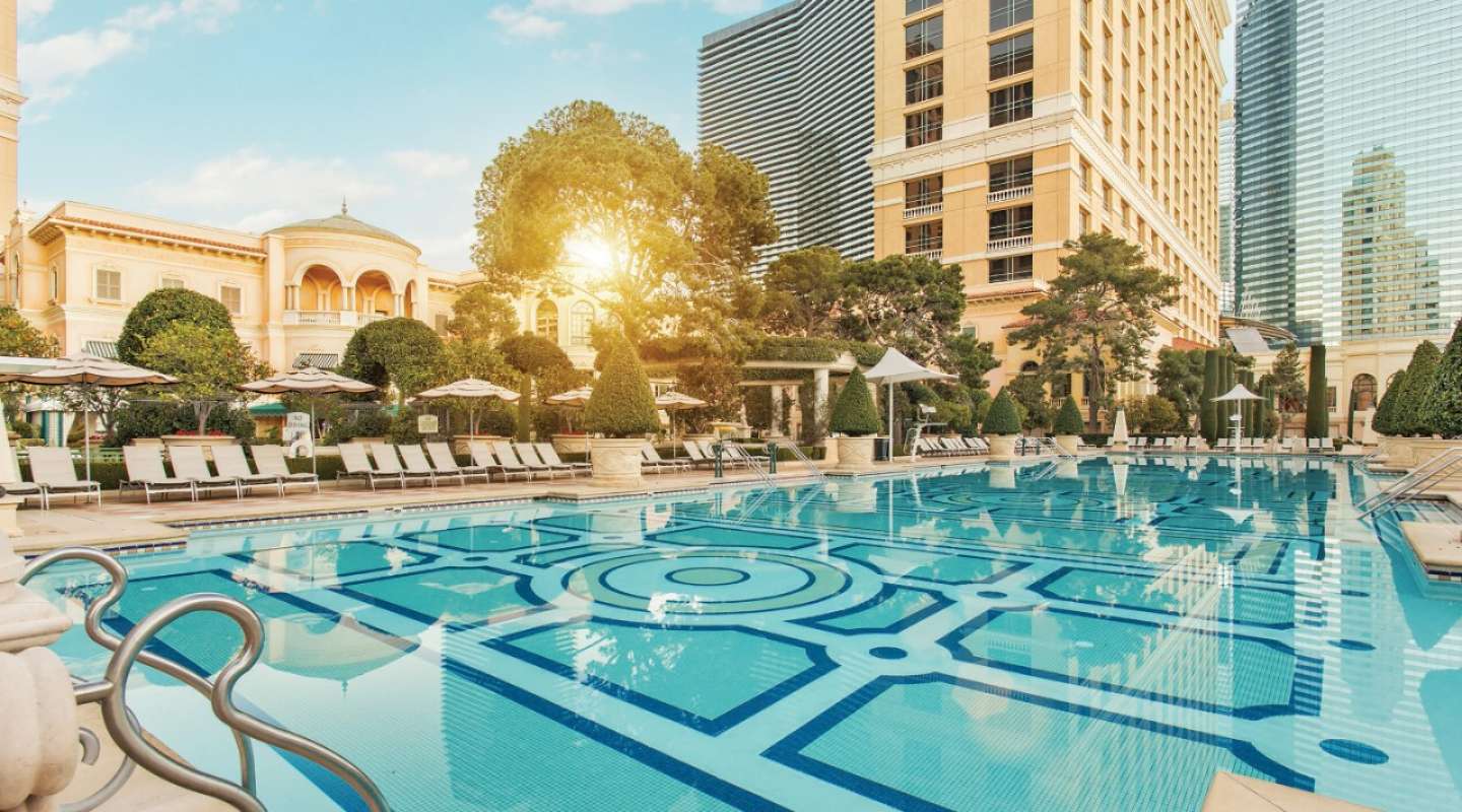 Bellagio pool with sunshine. Bellagio pool with sunshine.