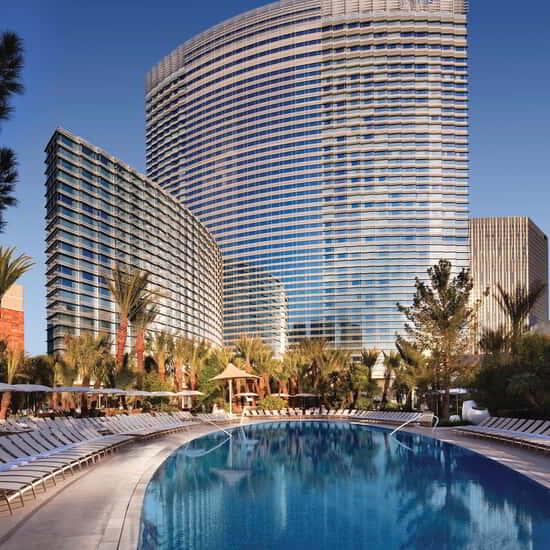 Step outside, and soak in the Las Vegas sun from the desert oasis of ARIA’s three ellipse-shaped pools. Step outside, and soak in the Las Vegas sun from the desert oasis of ARIA’s three ellipse-shaped pools.
