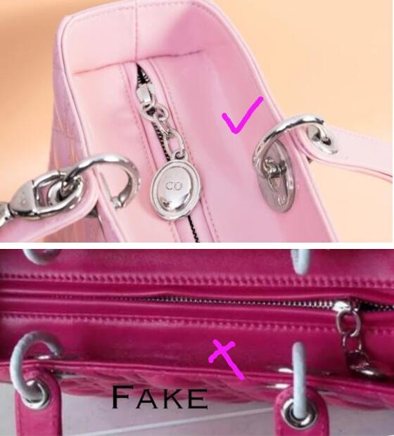 Step 1: Real vs fake Dior Lady Lambskin bag inner label