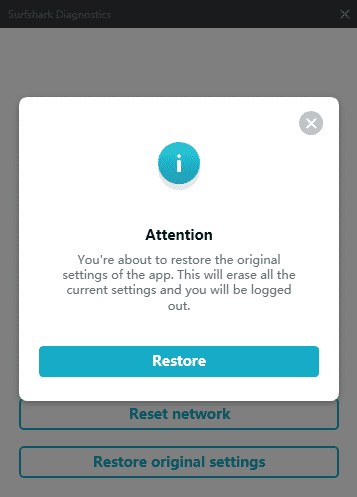 运行 Restore original settings
