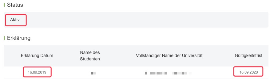 3. Der Studentenstatus wird aktualisiert 3. Der Studentenstatus wird aktualisiert