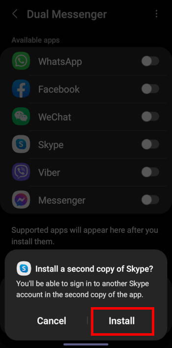 在 Galaxy S22 上启用 Dual Messenger