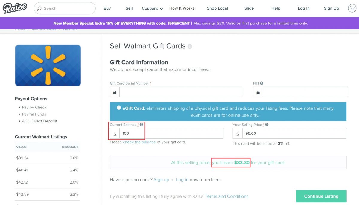 Raise Offers for Selling $100 Walmart Gift Cards Online Raise Offers for Selling $100 Walmart Gift Cards Online