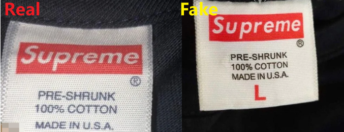 Supreme hotsell size tag