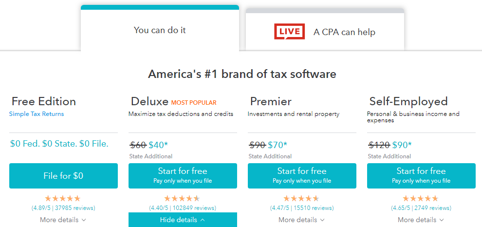 TurboTax软件价格